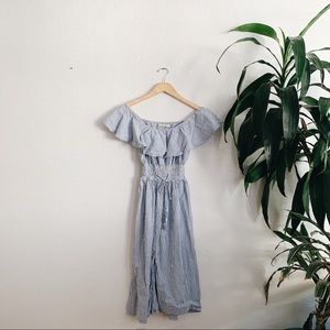 Zara searsucker striped midi dress